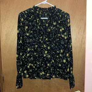 Zara basic medium ruffled blouse
